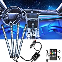 Tiras LED Coche RGB Color de la Decoración 4pcs 22CM Luces Led Control Remoto Multi Color Música Bajo el Tablero de…